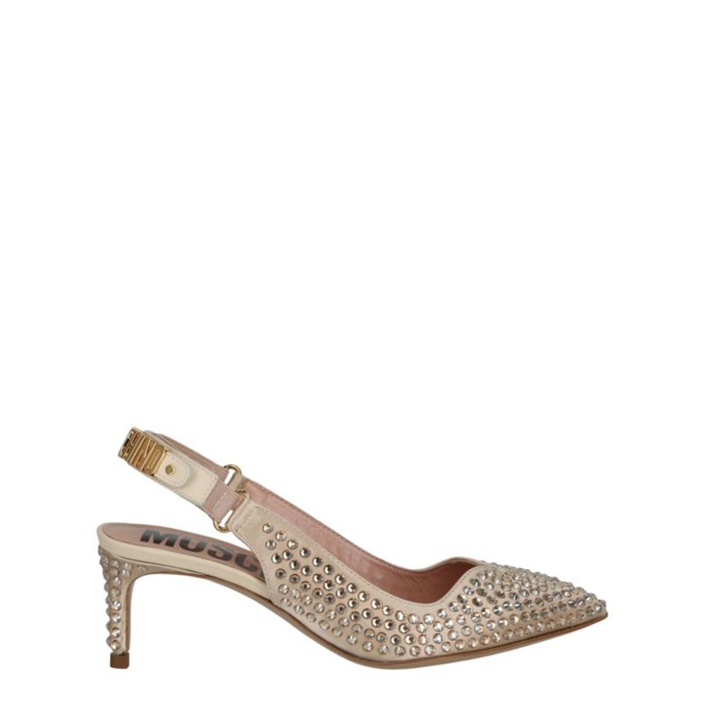 Moschino Beige Studded Slingback Heel